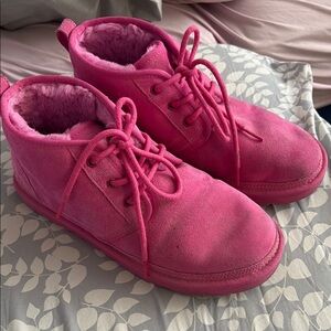 UGG Pink Winter Boots with Lace-Up Design